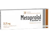 Opakowanie leku Metoprolol ZK 23,75 mg, zawierające 28 tabletek o przedłużonym uwalnianiu od Biofarm.
