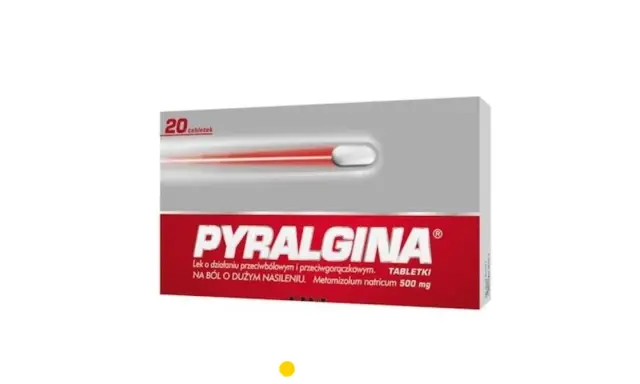 Opakowanie Pyralginy 20 tabletek. Lek na silny ból i gorączkę. Pamiętaj o dawkowaniu: co ile można brać pyralginę, zgodnie z ulotką.