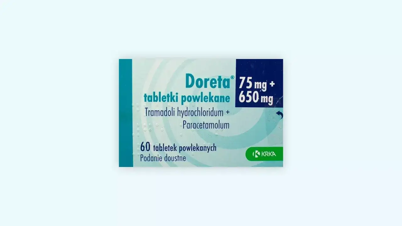Opakowanie leku Doreta 75 mg + 650 mg. Czy Doreta uzależnia? To pytanie zadaje sobie wiele osób stosujących ten lek.