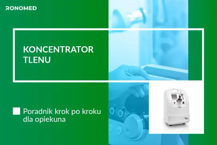 Poradnik dla opiekuna: jak działa koncentrator tlenu. Widoczny biały koncentrator tlenu i jego panel sterowania.